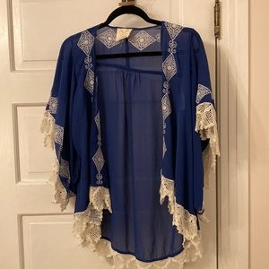 Sheer open cardigan kimono top